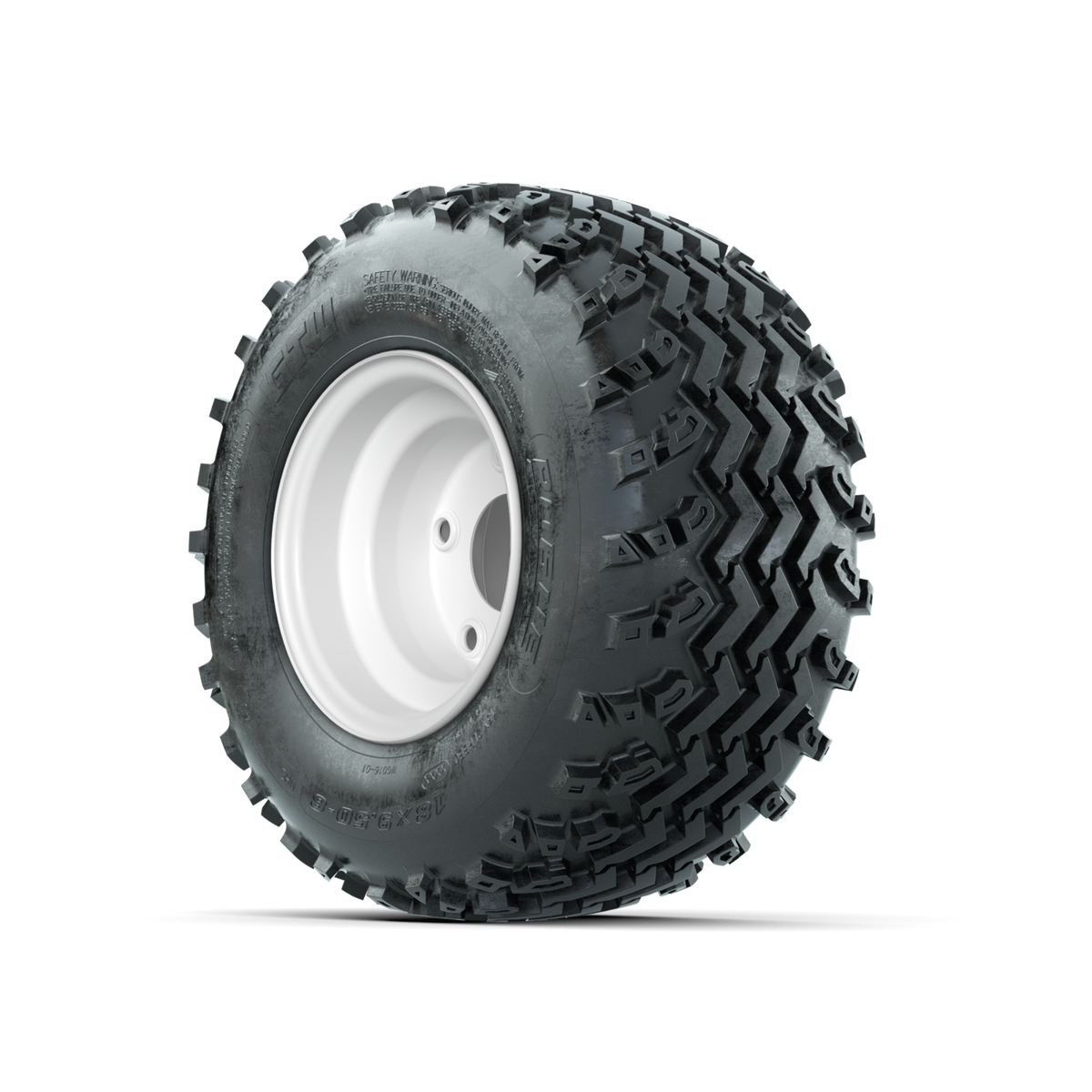 GTW Steel White Centered 5-Hole 8 in Wheels with 18x9.50-8 Rogue All Terrain Tires Full Set