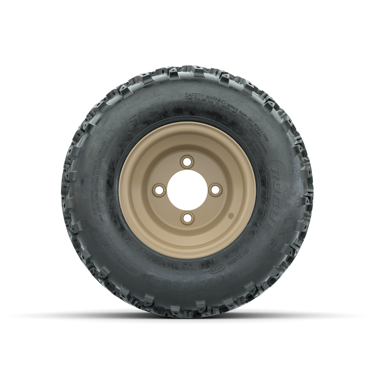 GTW Steel Stone Grey Centered 8 in Wheels with 18x9.50-8 Rogue All Terrain Tires Full Set