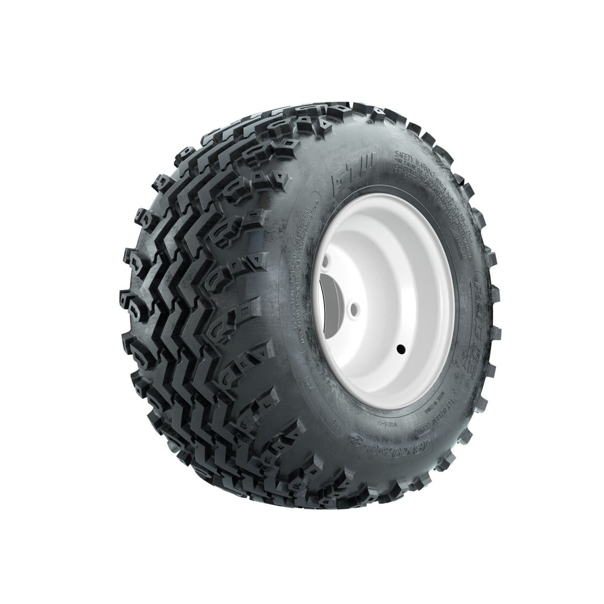 GTW Steel White Centered 8 in Wheels with 18x9.50-8 Rogue All Terrain Tires Full Set