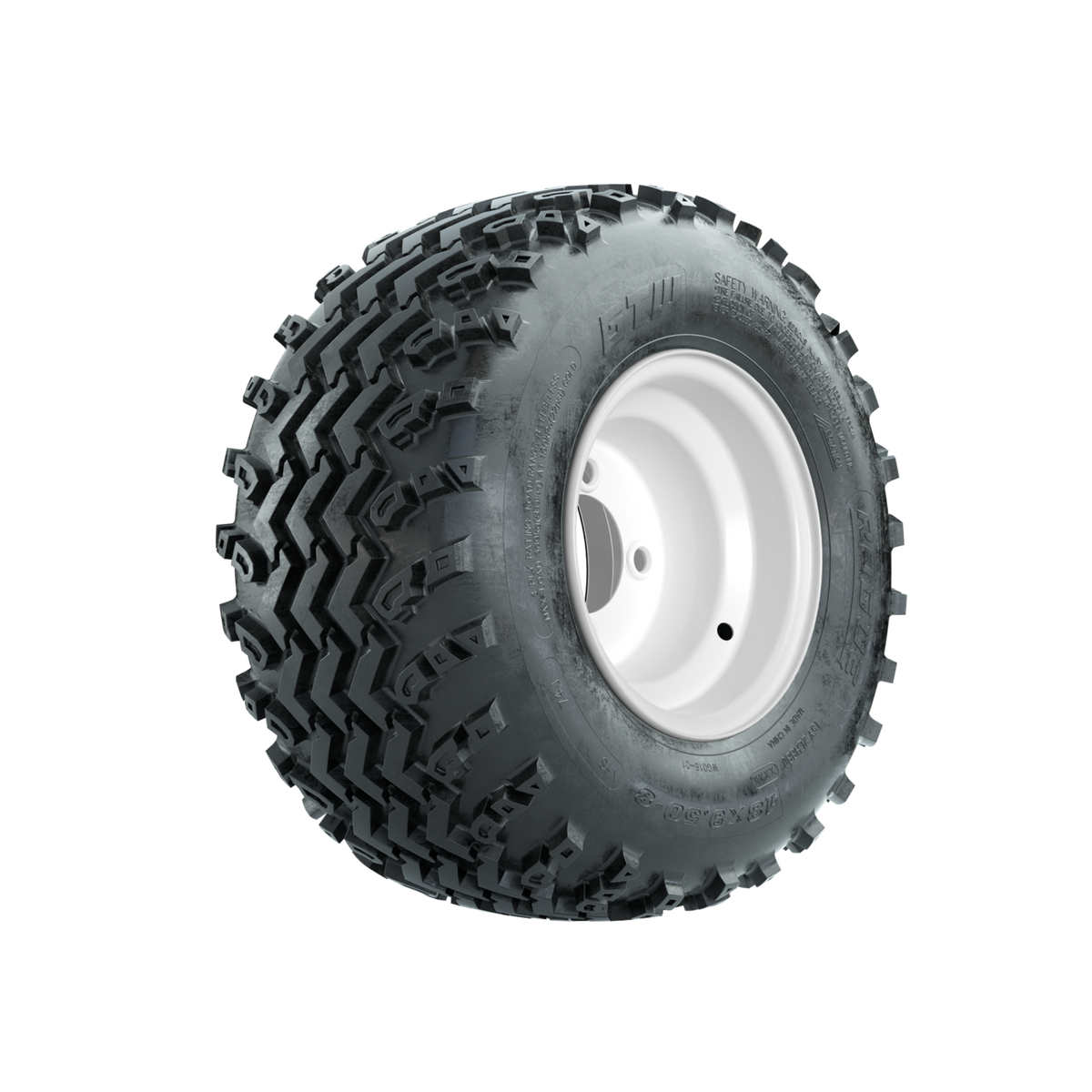 GTW Steel White Centered 8 in Wheels with 18x9.50-8 Rogue All Terrain Tires Full Set