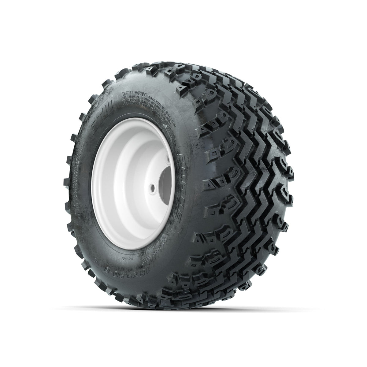 GTW Steel White Centered 8 in Wheels with 18x9.50-8 Rogue All Terrain Tires Full Set