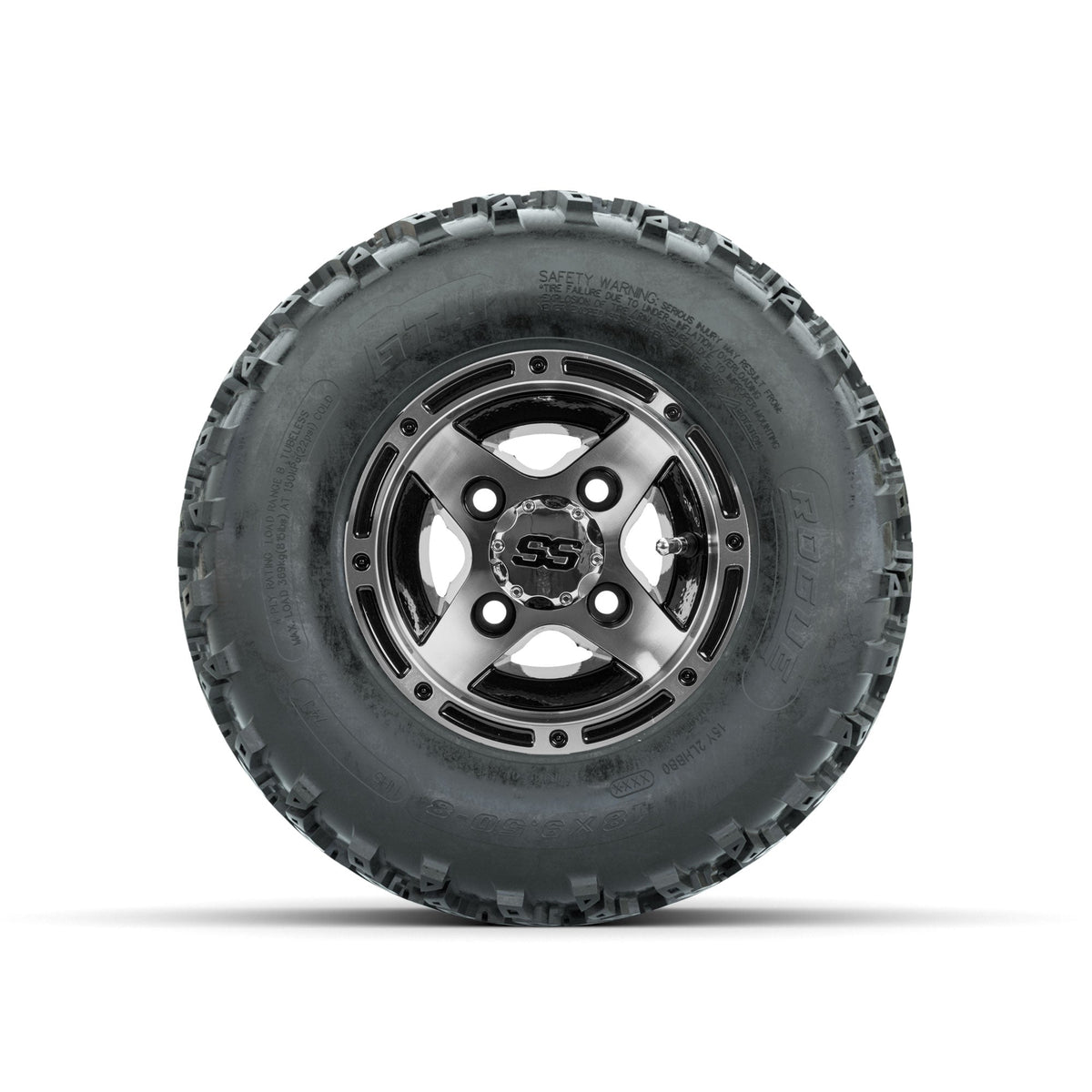 GTW Ranger Machined/Black 8 in Wheels with 18x9.50-8 Rogue All Terrain Tires Full Set