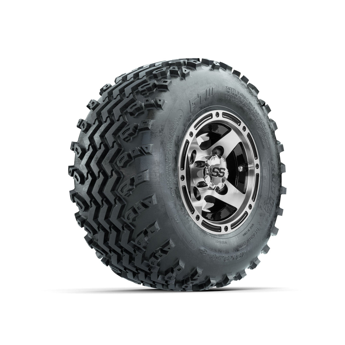 GTW Ranger Machined/Black 8 in Wheels with 18x9.50-8 Rogue All Terrain Tires Full Set