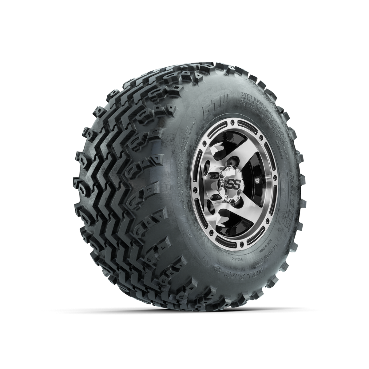 GTW Ranger Machined/Black 8 in Wheels with 18x9.50-8 Rogue All Terrain Tires Full Set