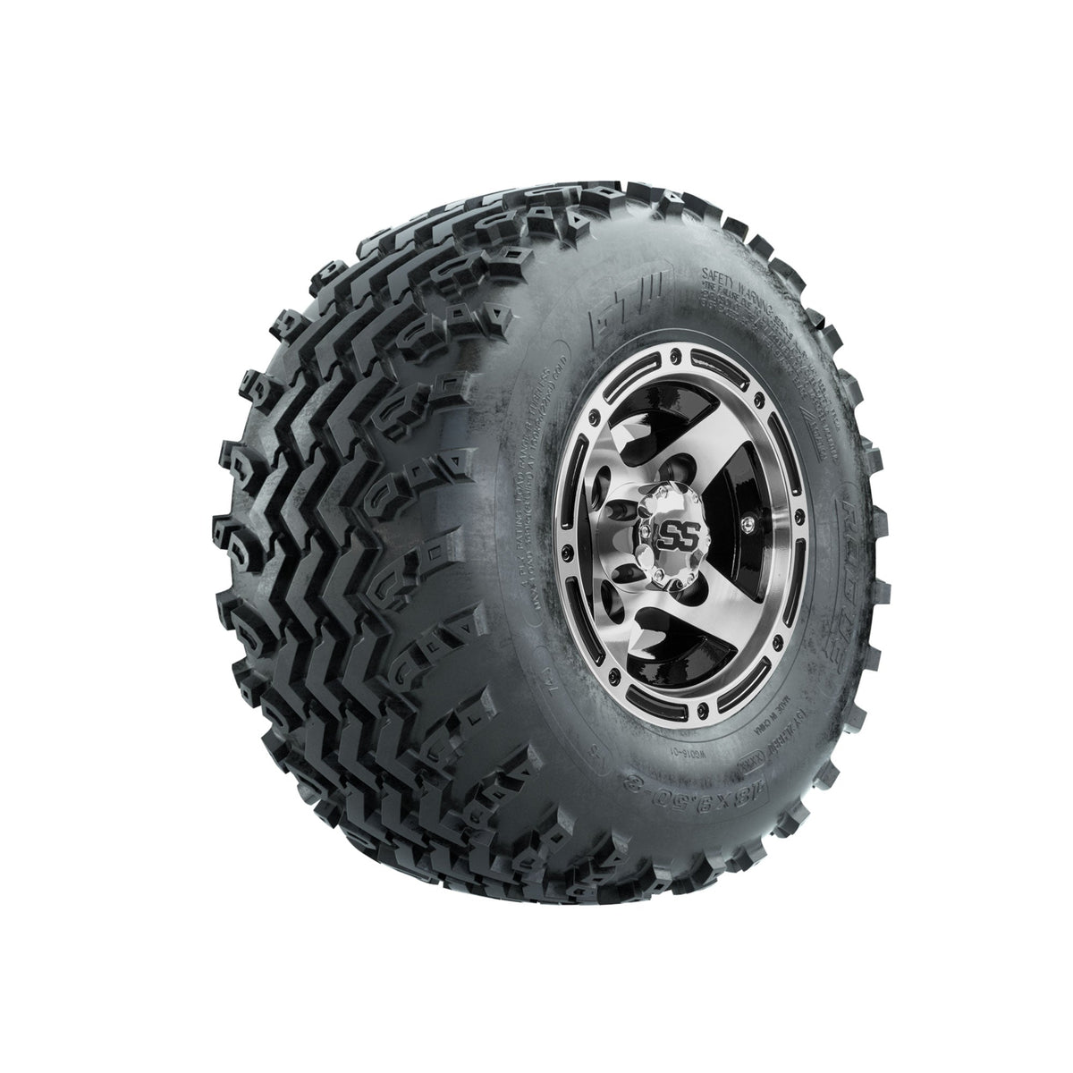 GTW Ranger Machined/Black 8 in Wheels with 18x9.50-8 Rogue All Terrain Tires Full Set