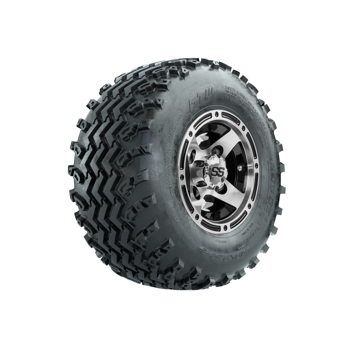 GTW Ranger Machined/Black 8 in Wheels with 18x9.50-8 Rogue All Terrain Tires Full Set
