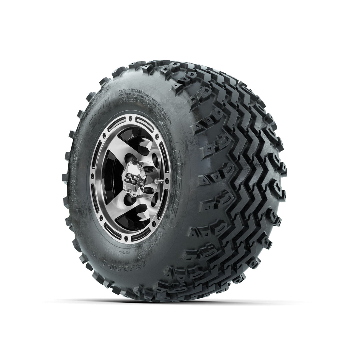 GTW Ranger Machined/Black 8 in Wheels with 18x9.50-8 Rogue All Terrain Tires Full Set