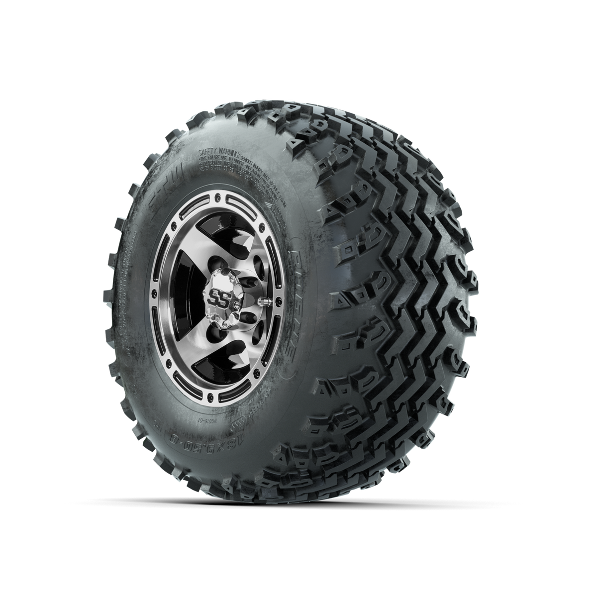 GTW Ranger Machined/Black 8 in Wheels with 18x9.50-8 Rogue All Terrain Tires Full Set