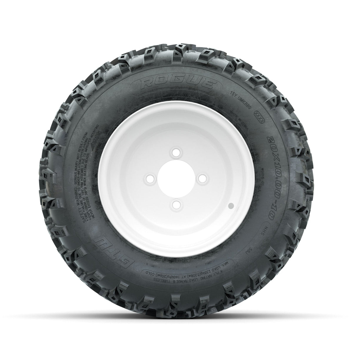 GTW Steel White 10 in Wheels with 20x10.00-10 Rogue All Terrain Tires Full Set