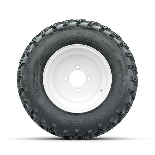GTW Steel White 10 in Wheels with 20x10.00-10 Rogue All Terrain Tires Full Set