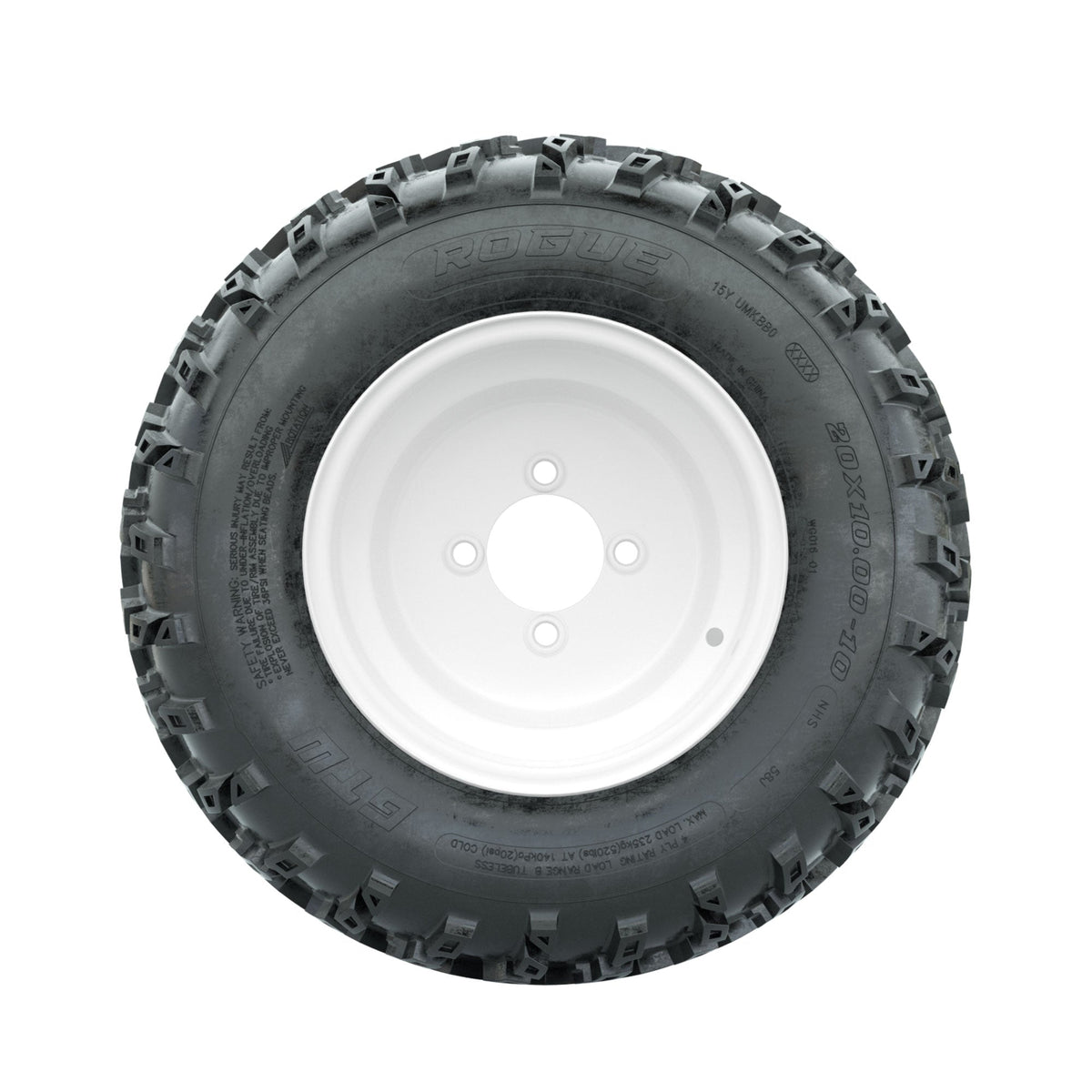 GTW Steel White 10 in Wheels with 20x10.00-10 Rogue All Terrain Tires Full Set