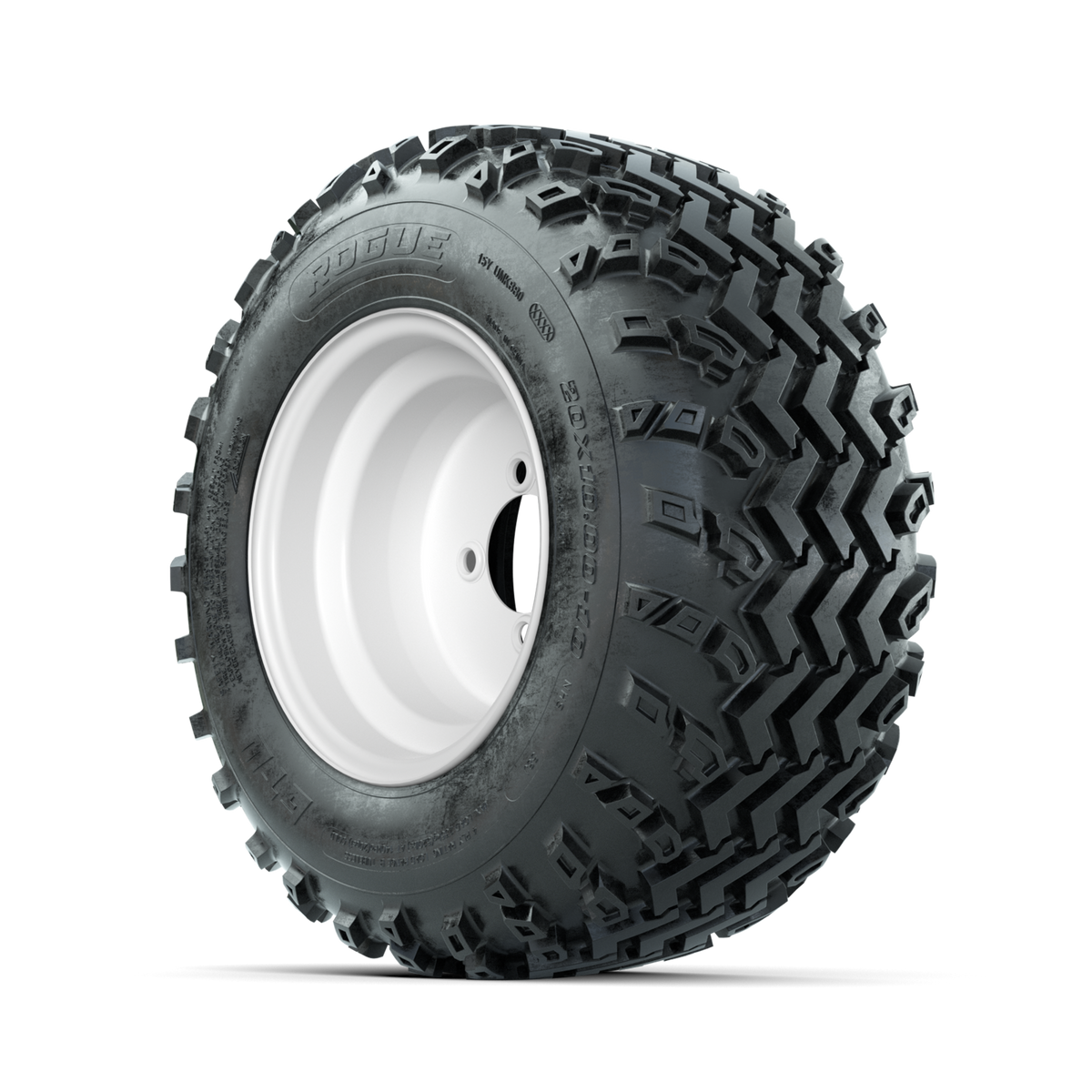 GTW Steel White 10 in Wheels with 20x10.00-10 Rogue All Terrain Tires Full Set