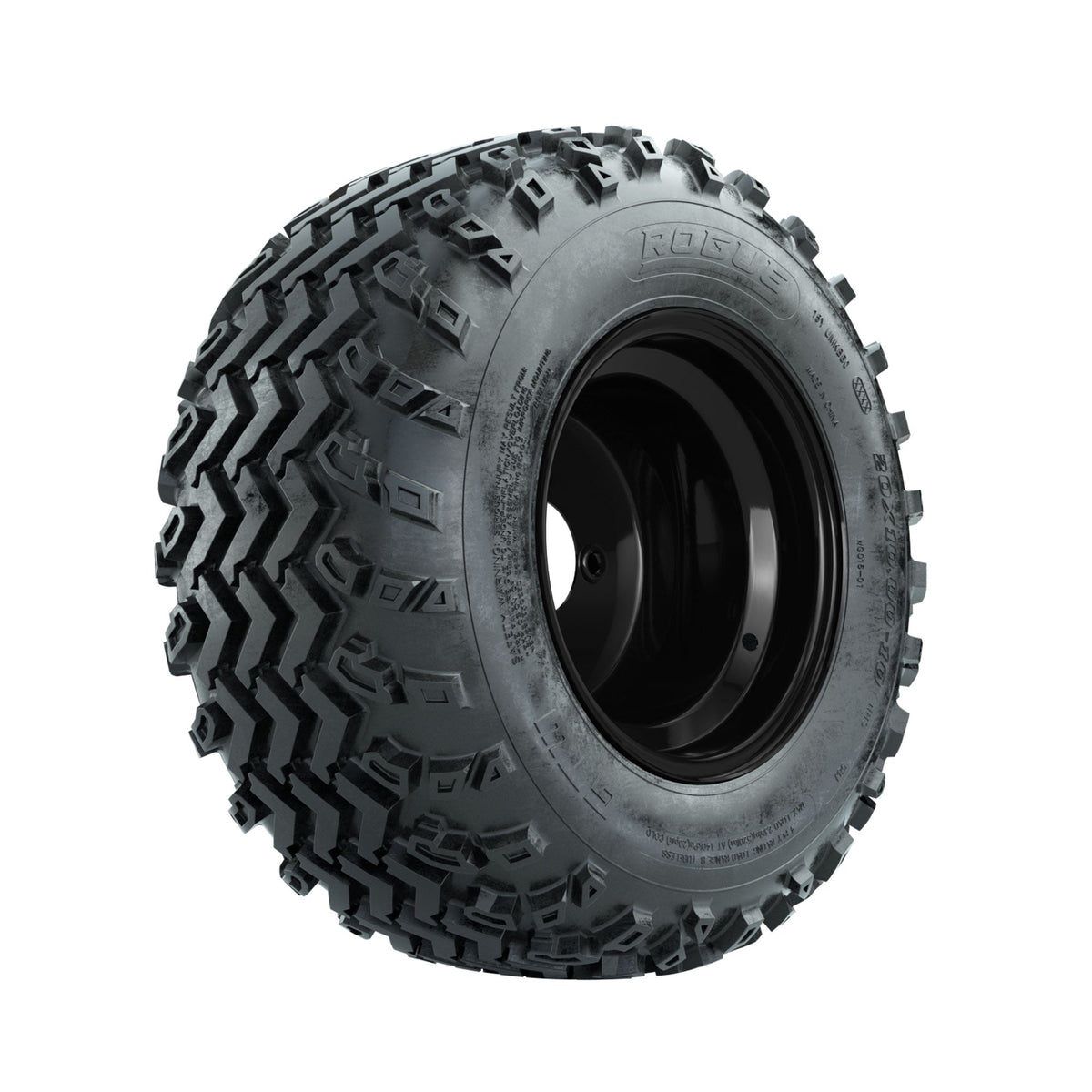 GTW Steel Matte Black 3:5 Offset 10" Wheels with 20x10.00-10 Rogue All Terrain Tires Full Set