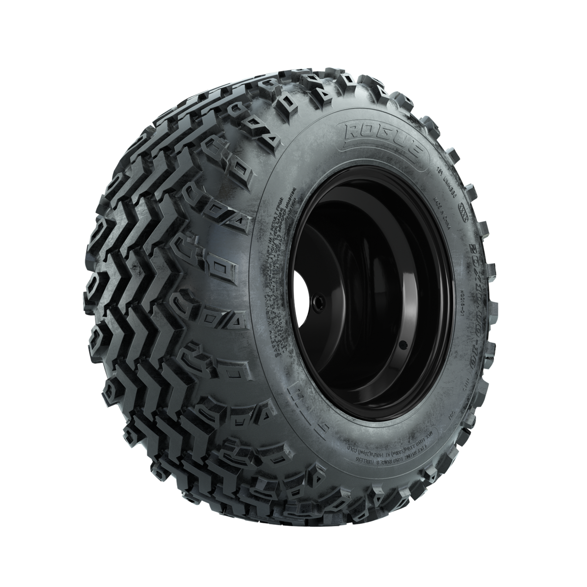 GTW Steel Matte Black 3:5 Offset 10" Wheels with 20x10.00-10 Rogue All Terrain Tires Full Set