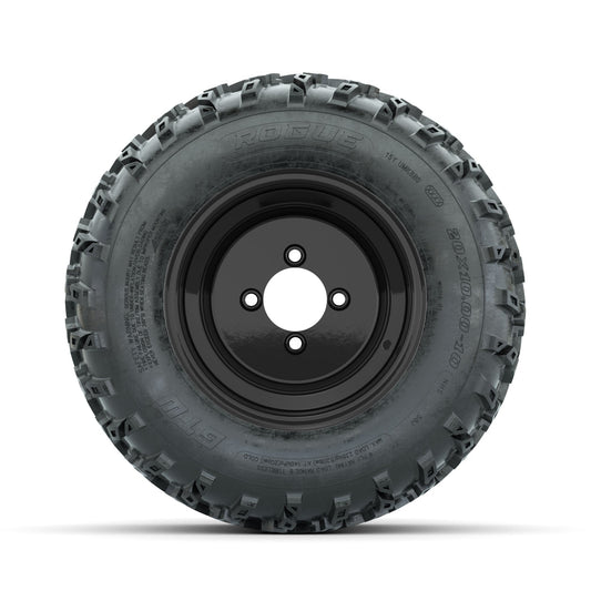 GTW Steel Black 10" Wheels with 20x10.00-10 Rogue All Terrain Tires Full Set