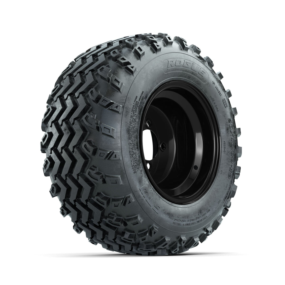 GTW Steel Black 10" Wheels with 20x10.00-10 Rogue All Terrain Tires Full Set