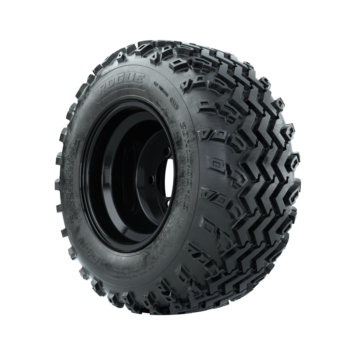 GTW Steel Black 10" Wheels with 20x10.00-10 Rogue All Terrain Tires Full Set