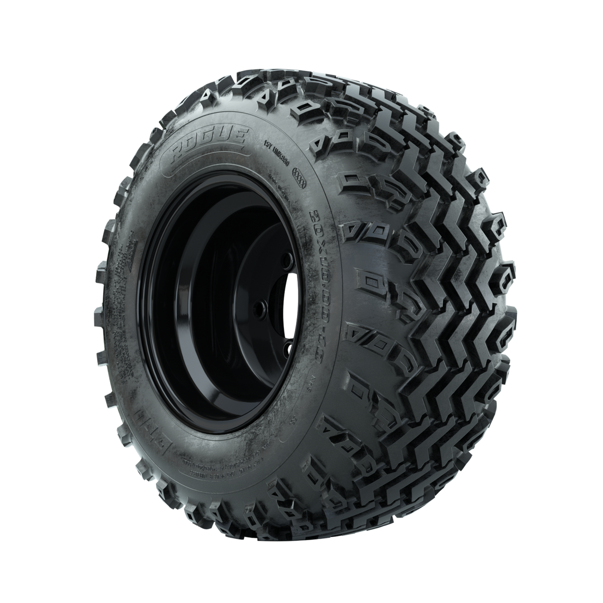 GTW Steel Black 10" Wheels with 20x10.00-10 Rogue All Terrain Tires Full Set