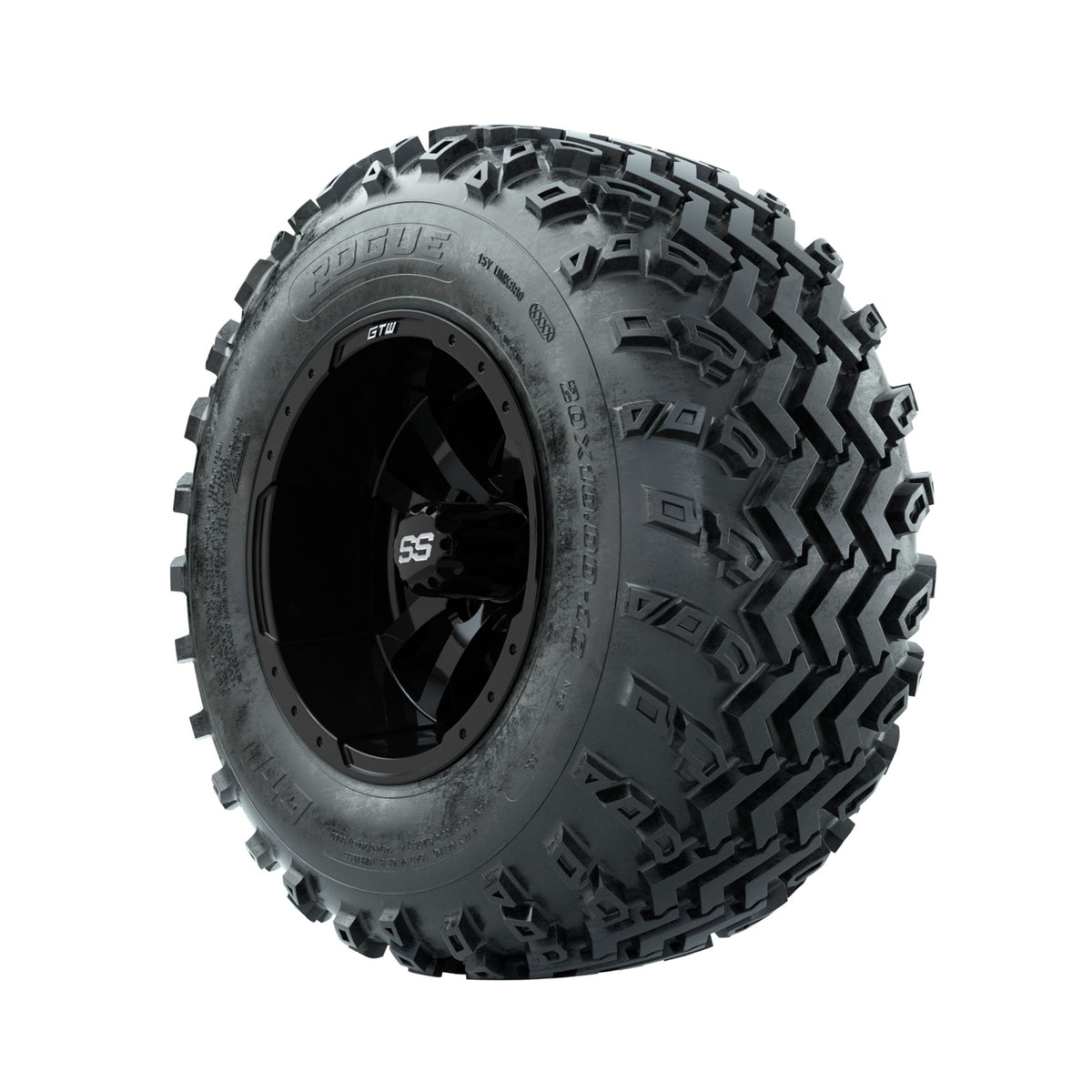 GTW Storm Trooper Black 10 in Wheels with 20x10.00-10 Rogue All Terrain Tires Full Set