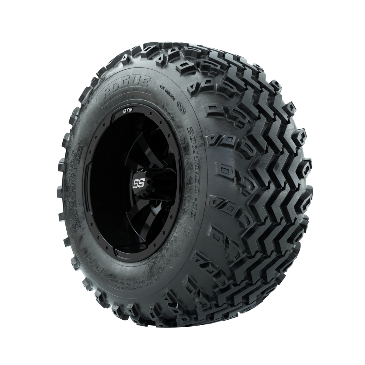 GTW Storm Trooper Black 10 in Wheels with 20x10.00-10 Rogue All Terrain Tires Full Set