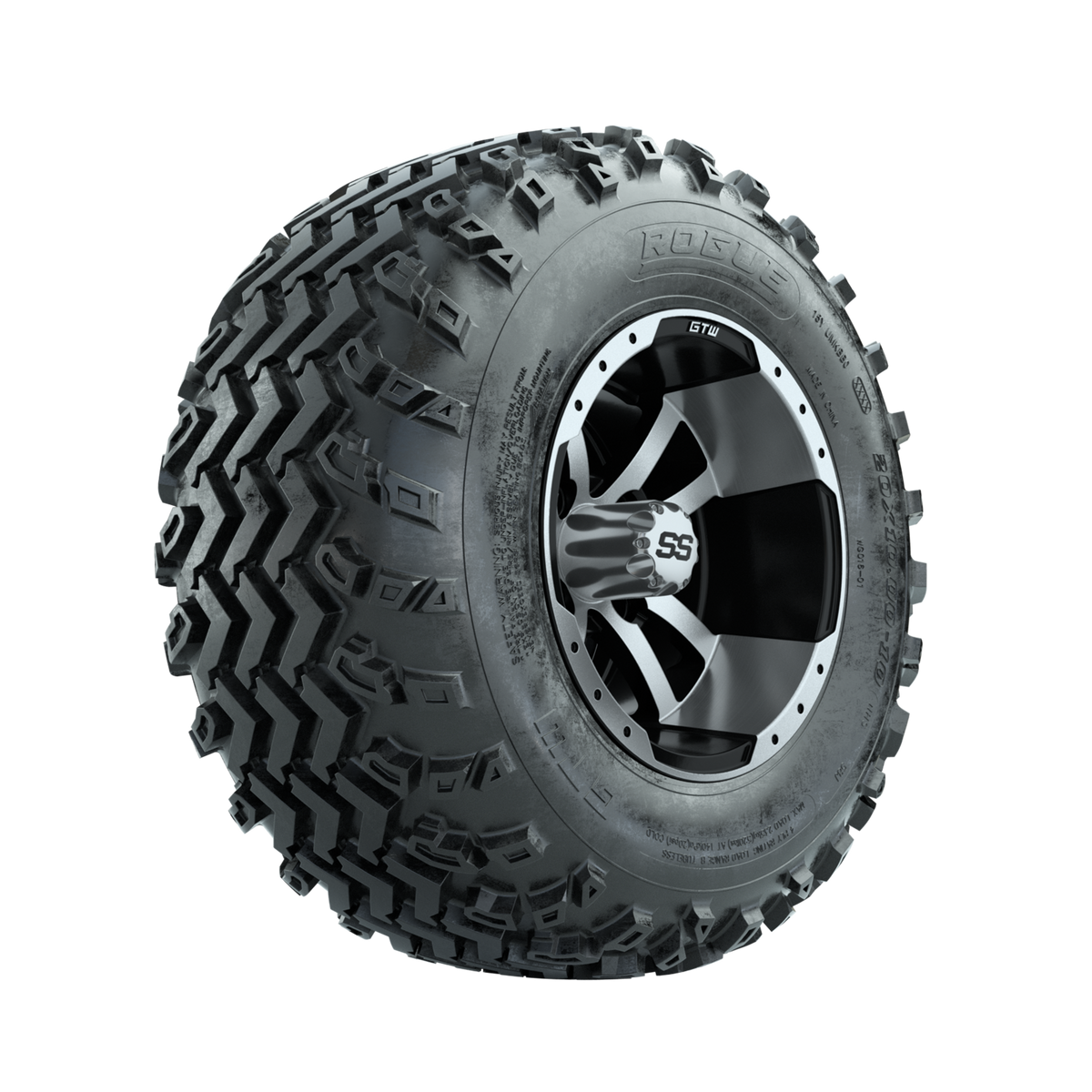 GTW Storm Trooper Machined/Black 10 in Wheels with 20x10.00-10 Rogue All Terrain Tires Full Set