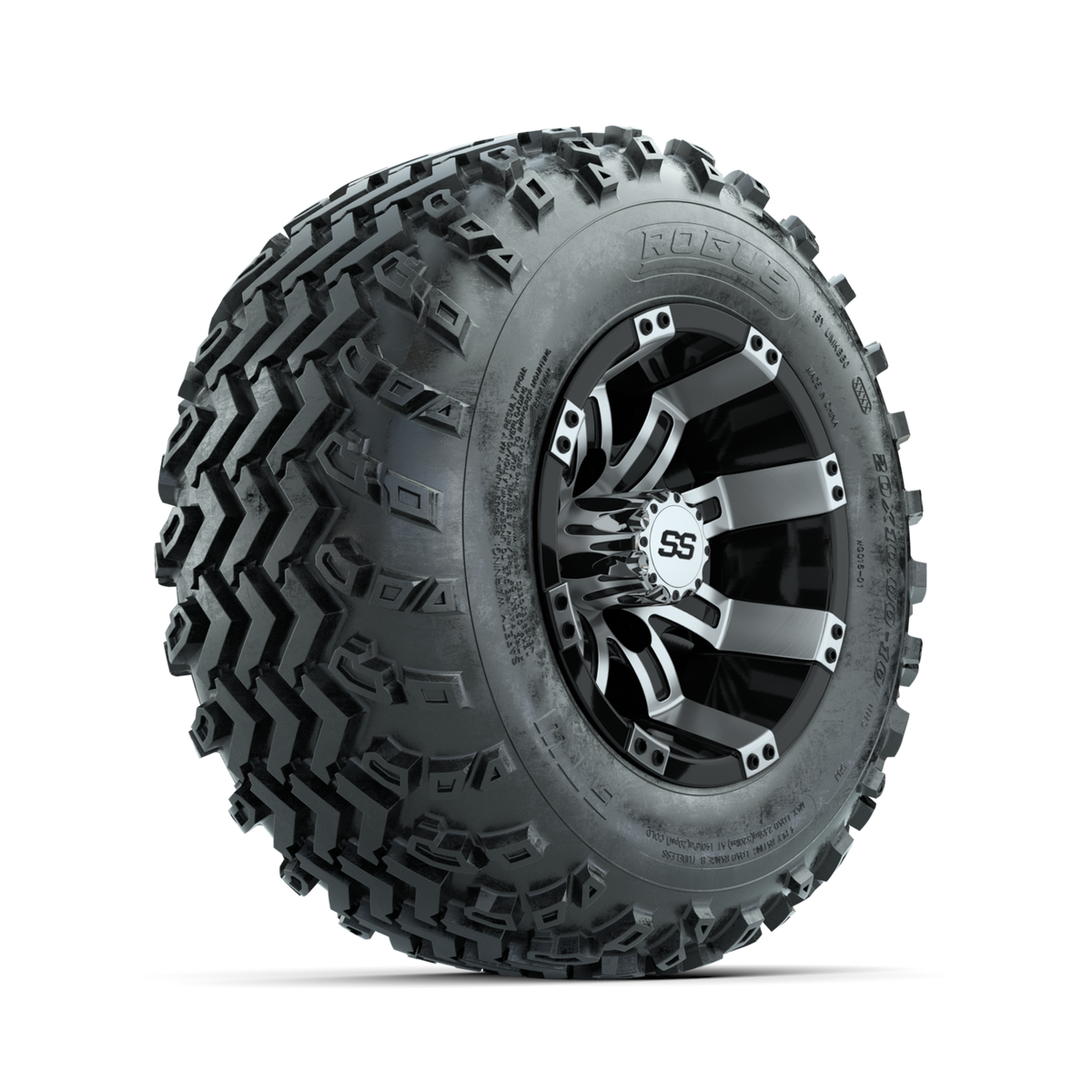 GTW Tempest Machined/Black 10 in Wheels with 20x10.00-10 Rogue All Terrain Tires Full Set