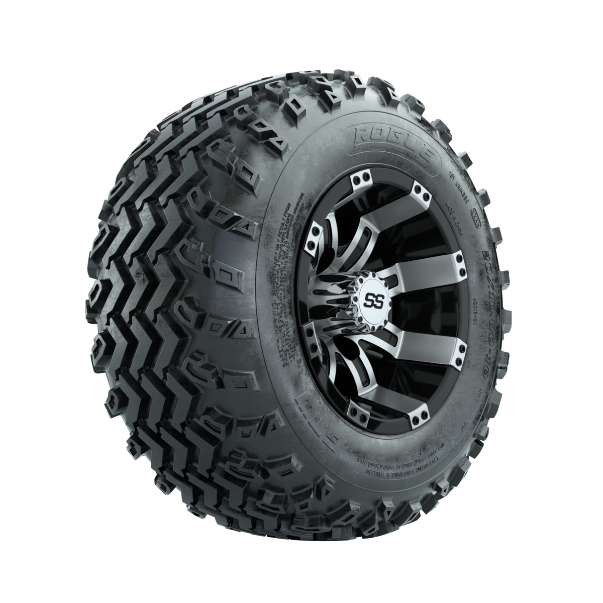 GTW Tempest Machined/Black 10 in Wheels with 20x10.00-10 Rogue All Terrain Tires Full Set