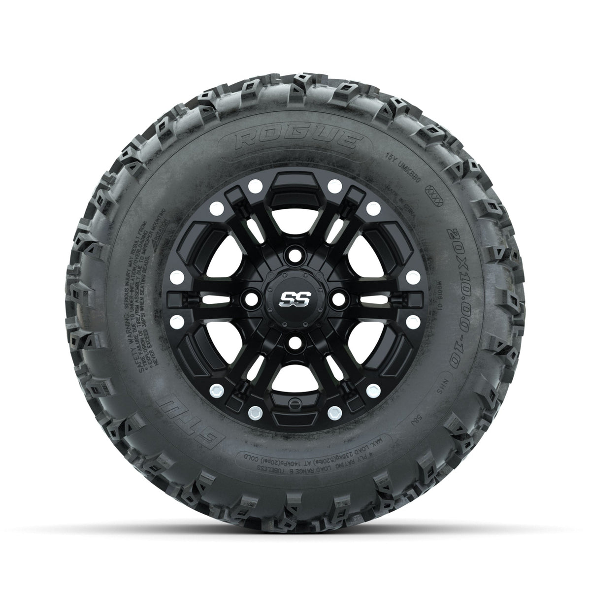 GTW Specter Matte Black 10 in Wheels with 20x10.00-10 Rogue All Terrain Tires Full Set