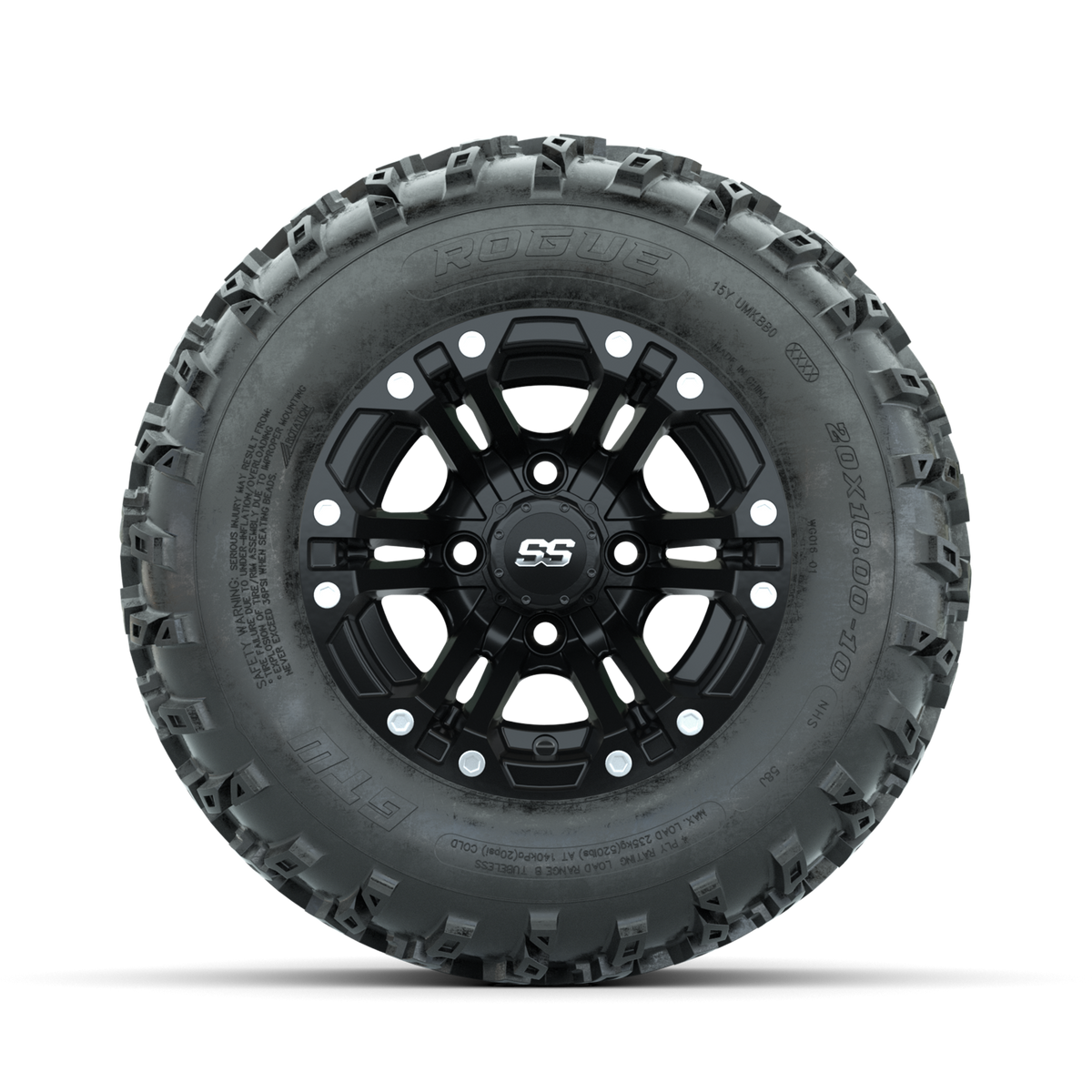 GTW Specter Matte Black 10 in Wheels with 20x10.00-10 Rogue All Terrain Tires Full Set