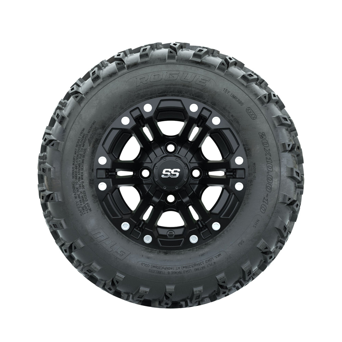 GTW Specter Matte Black 10 in Wheels with 20x10.00-10 Rogue All Terrain Tires Full Set
