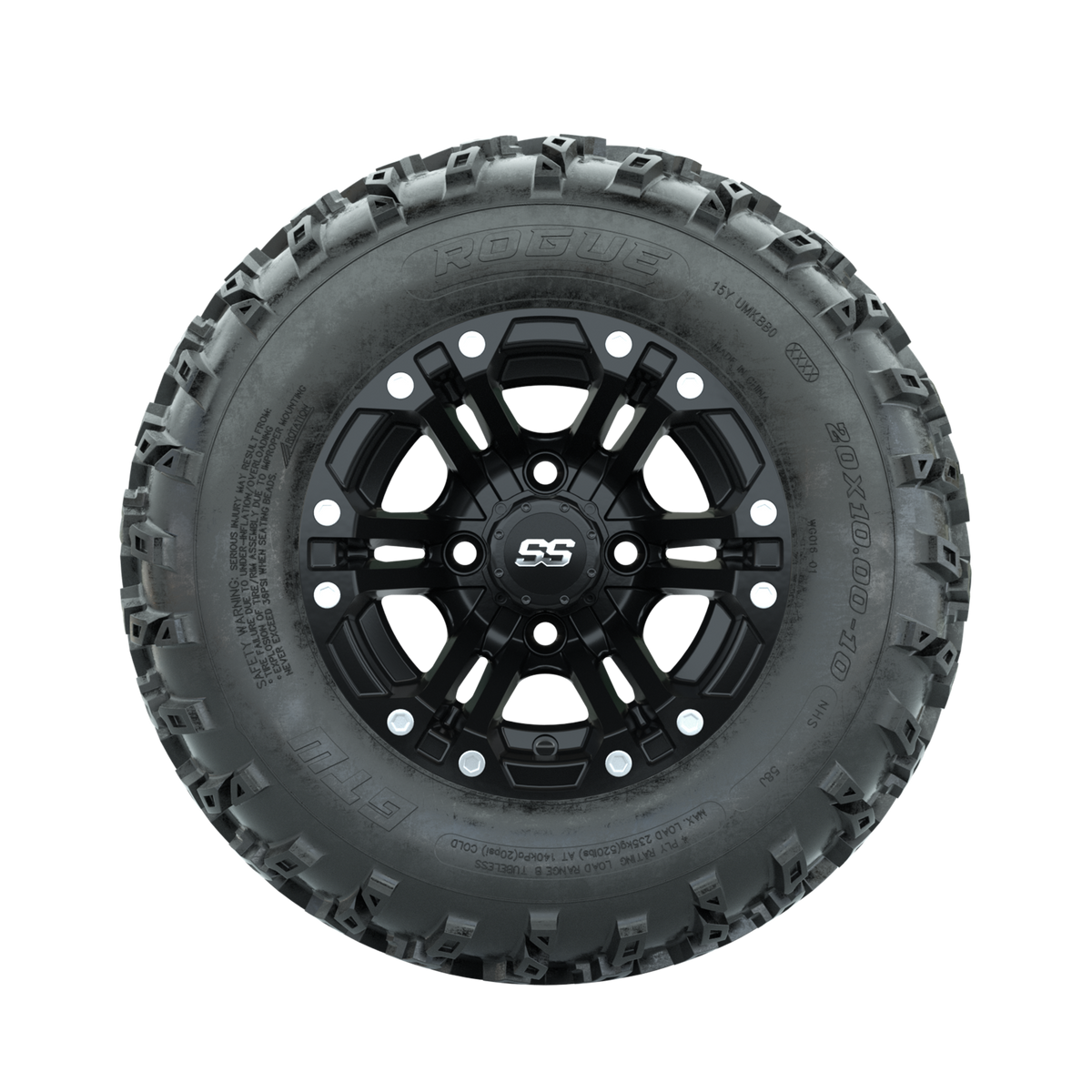 GTW Specter Matte Black 10 in Wheels with 20x10.00-10 Rogue All Terrain Tires Full Set
