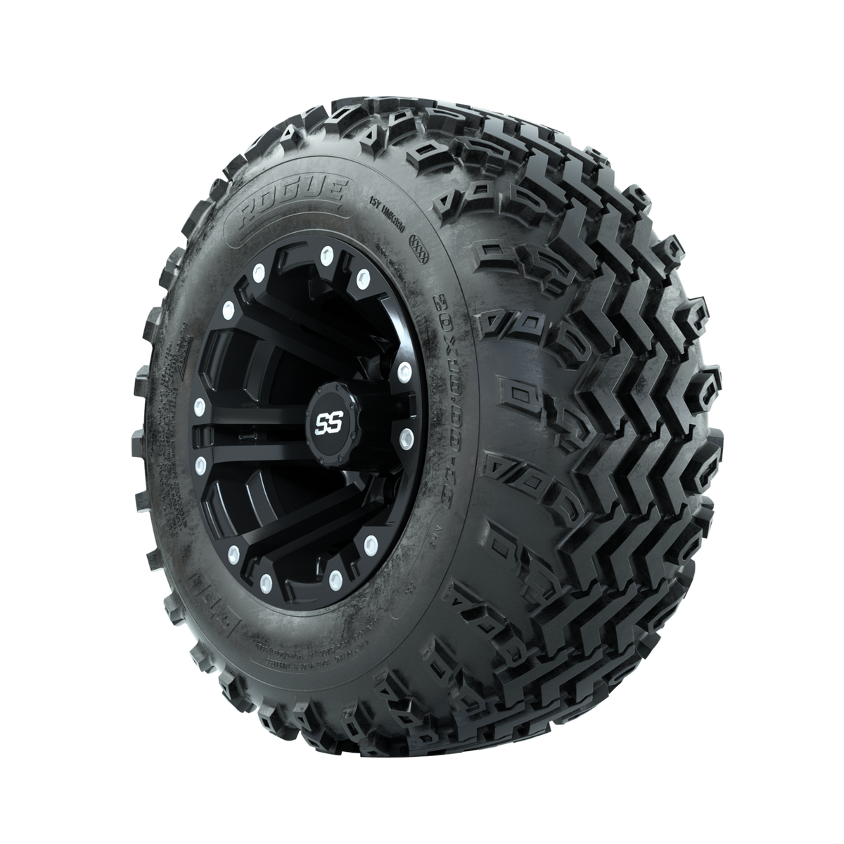 GTW Specter Matte Black 10 in Wheels with 20x10.00-10 Rogue All Terrain Tires Full Set