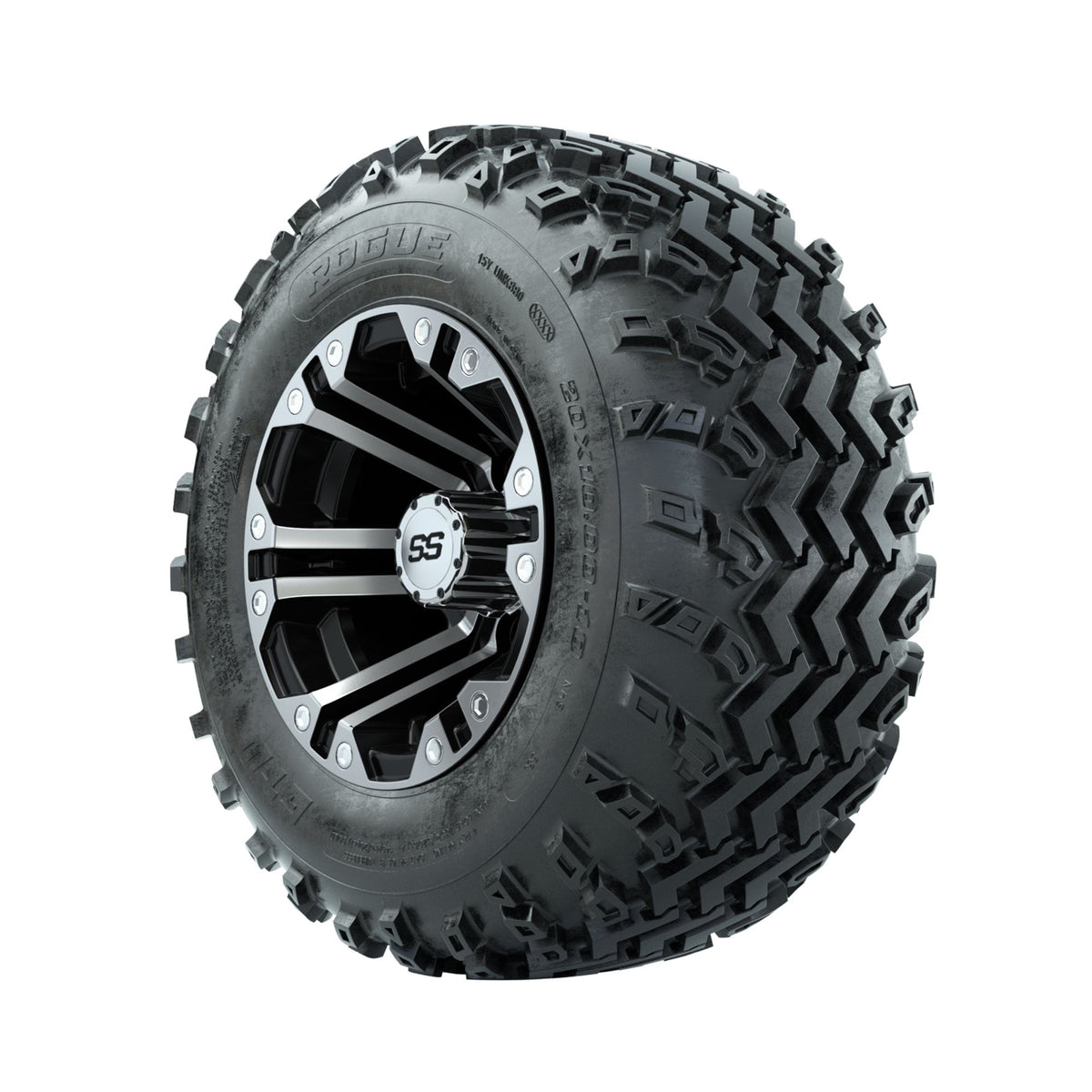GTW Specter Machined/Black 10 in Wheels with 20x10.00-10 Rogue All Terrain Tires Full Set