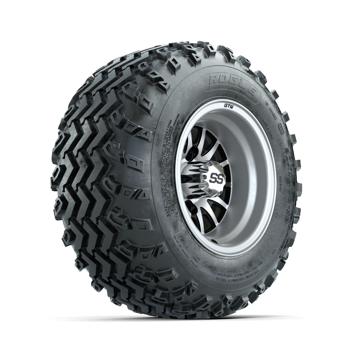 GTW Medusa Machined/Black 10 in Wheels with 20x10.00-10 Rogue All Terrain Tires Full Set