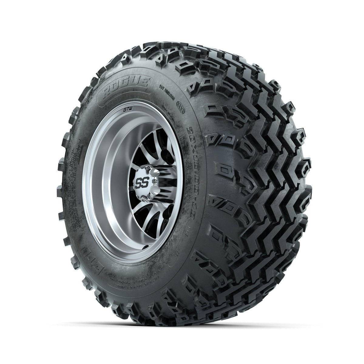 GTW Medusa Machined/Black 10 in Wheels with 20x10.00-10 Rogue All Terrain Tires Full Set