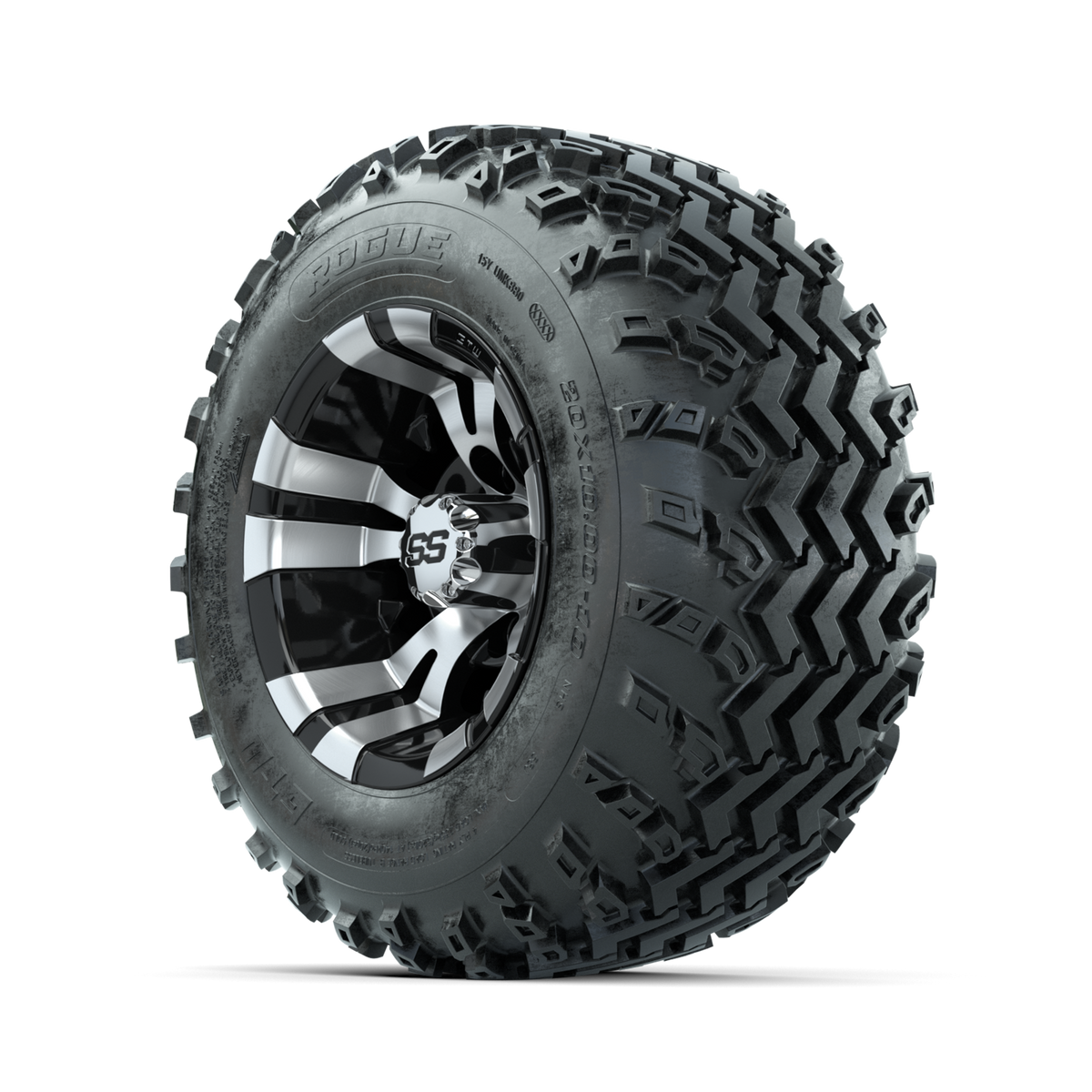 GTW Vampire Machined/Black 10 in Wheels with 20x10.00-10 Rogue All Terrain Tires Full Set