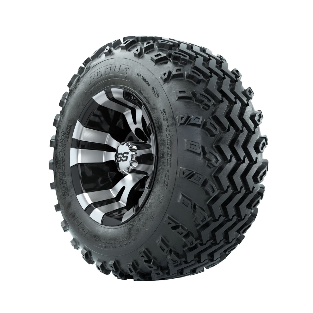 GTW Vampire Machined/Black 10 in Wheels with 20x10.00-10 Rogue All Terrain Tires Full Set
