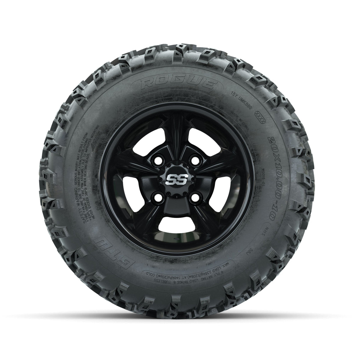 GTW Godfather Black 10 in Wheels with 20x10.00-10 Rogue All Terrain Tires Full Set