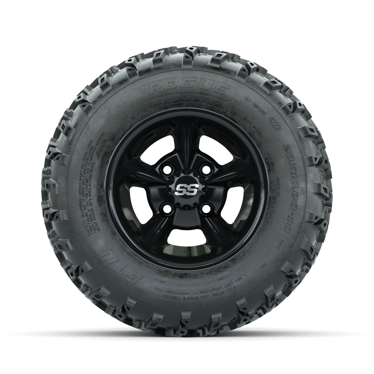 GTW Godfather Black 10 in Wheels with 20x10.00-10 Rogue All Terrain Tires Full Set