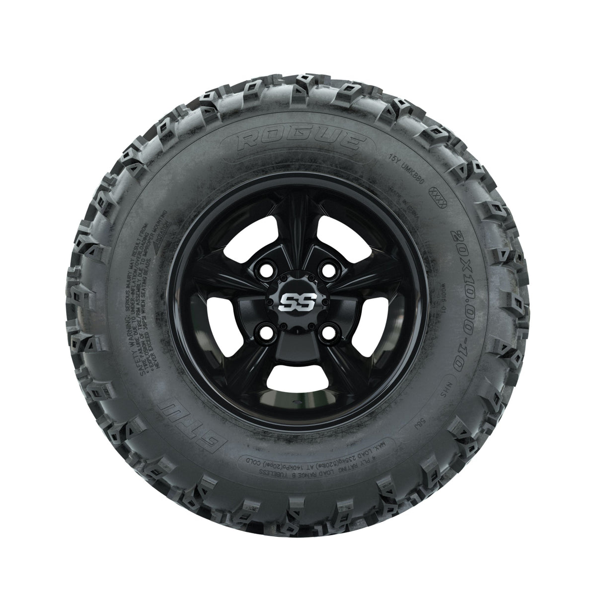 GTW Godfather Black 10 in Wheels with 20x10.00-10 Rogue All Terrain Tires Full Set