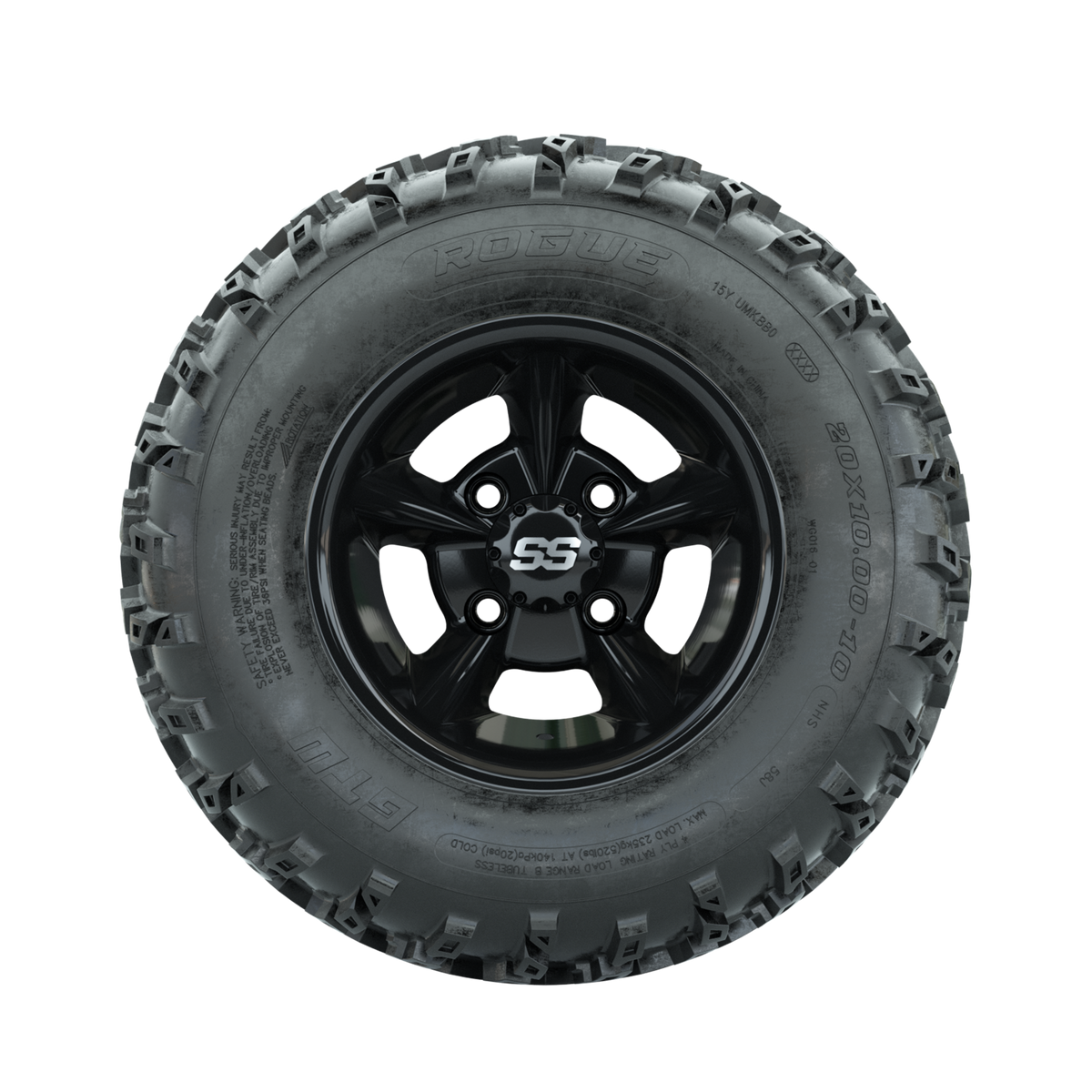 GTW Godfather Black 10 in Wheels with 20x10.00-10 Rogue All Terrain Tires Full Set