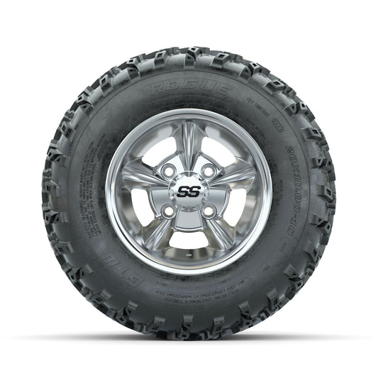 GTW Godfather Chrome 10 in Wheels with 20x10.00-10 Rogue All Terrain Tires Full Set