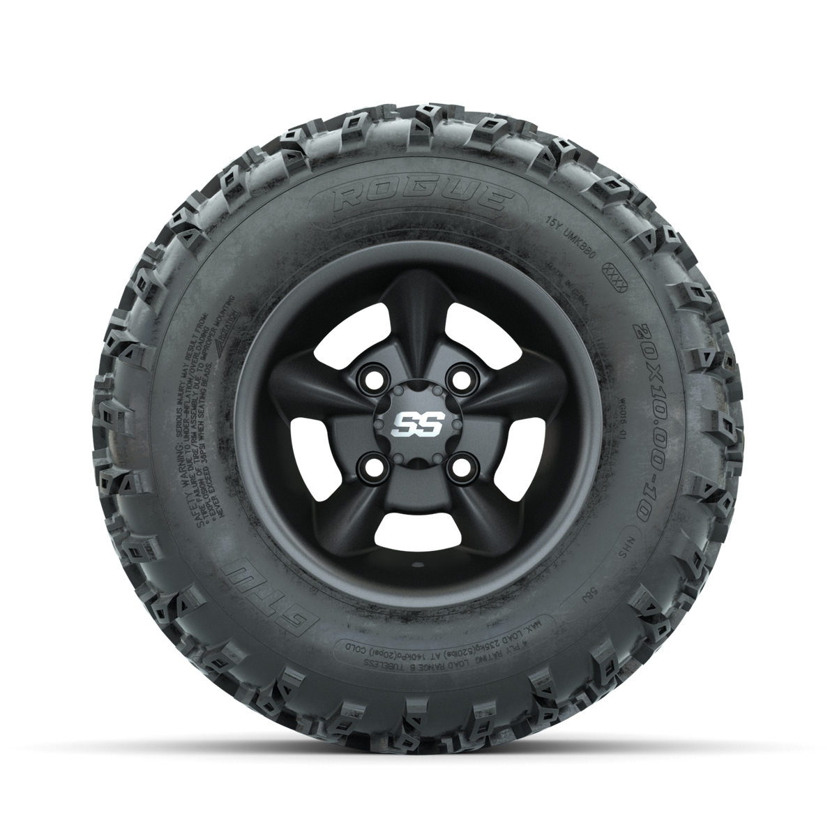 GTW Godfather Matte Grey 10 in Wheels with 20x10.00-10 Rogue All Terrain Tires Full Set