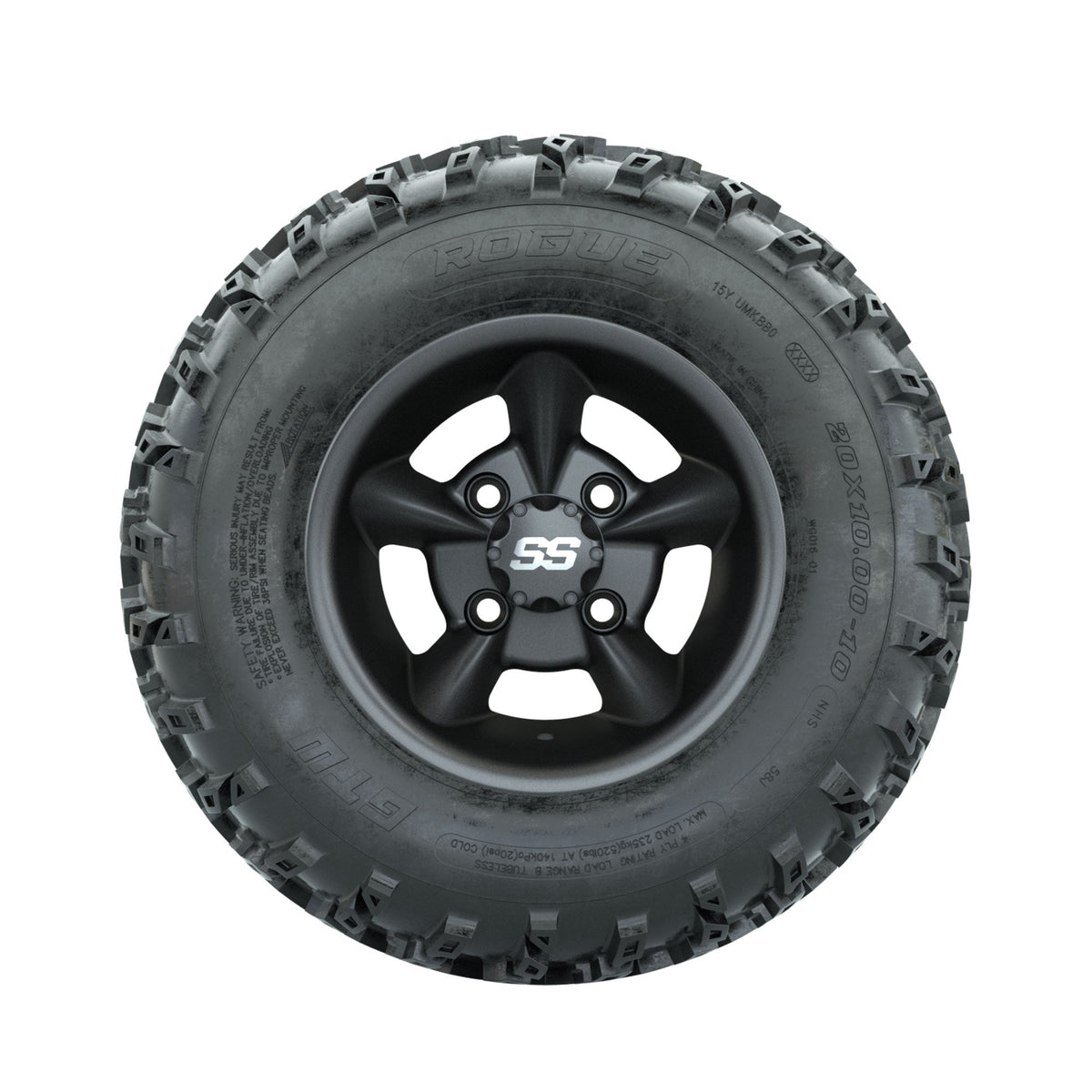 GTW Godfather Matte Grey 10 in Wheels with 20x10.00-10 Rogue All Terrain Tires Full Set