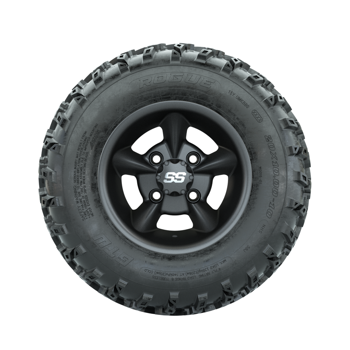 GTW Godfather Matte Grey 10 in Wheels with 20x10.00-10 Rogue All Terrain Tires Full Set