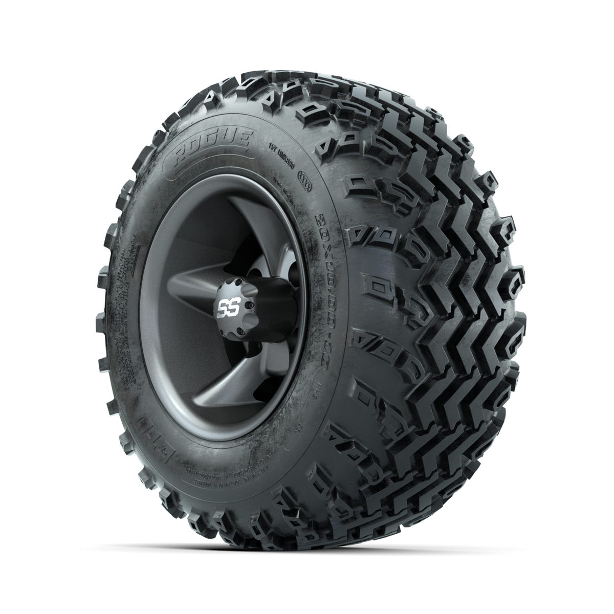 GTW Godfather Matte Grey 10 in Wheels with 20x10.00-10 Rogue All Terrain Tires Full Set