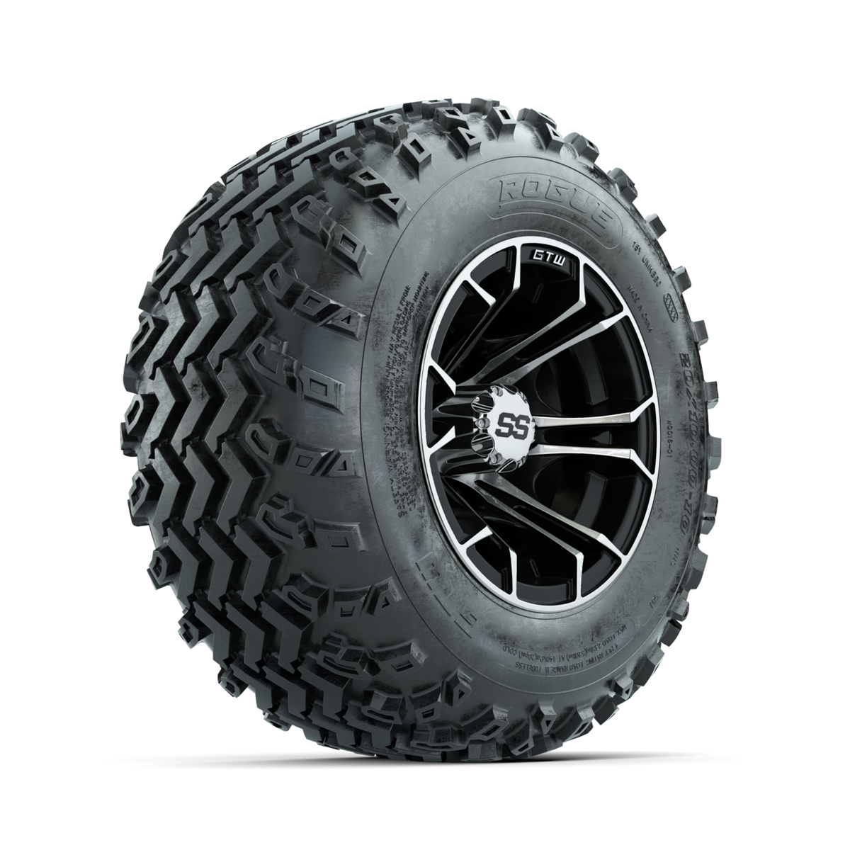 GTW Spyder Machined/Black 10 in Wheels with 20x10.00-10 Rogue All Terrain Tires  Full Set