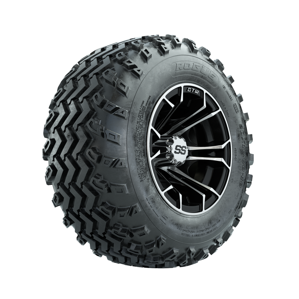 GTW Spyder Machined/Black 10 in Wheels with 20x10.00-10 Rogue All Terrain Tires  Full Set