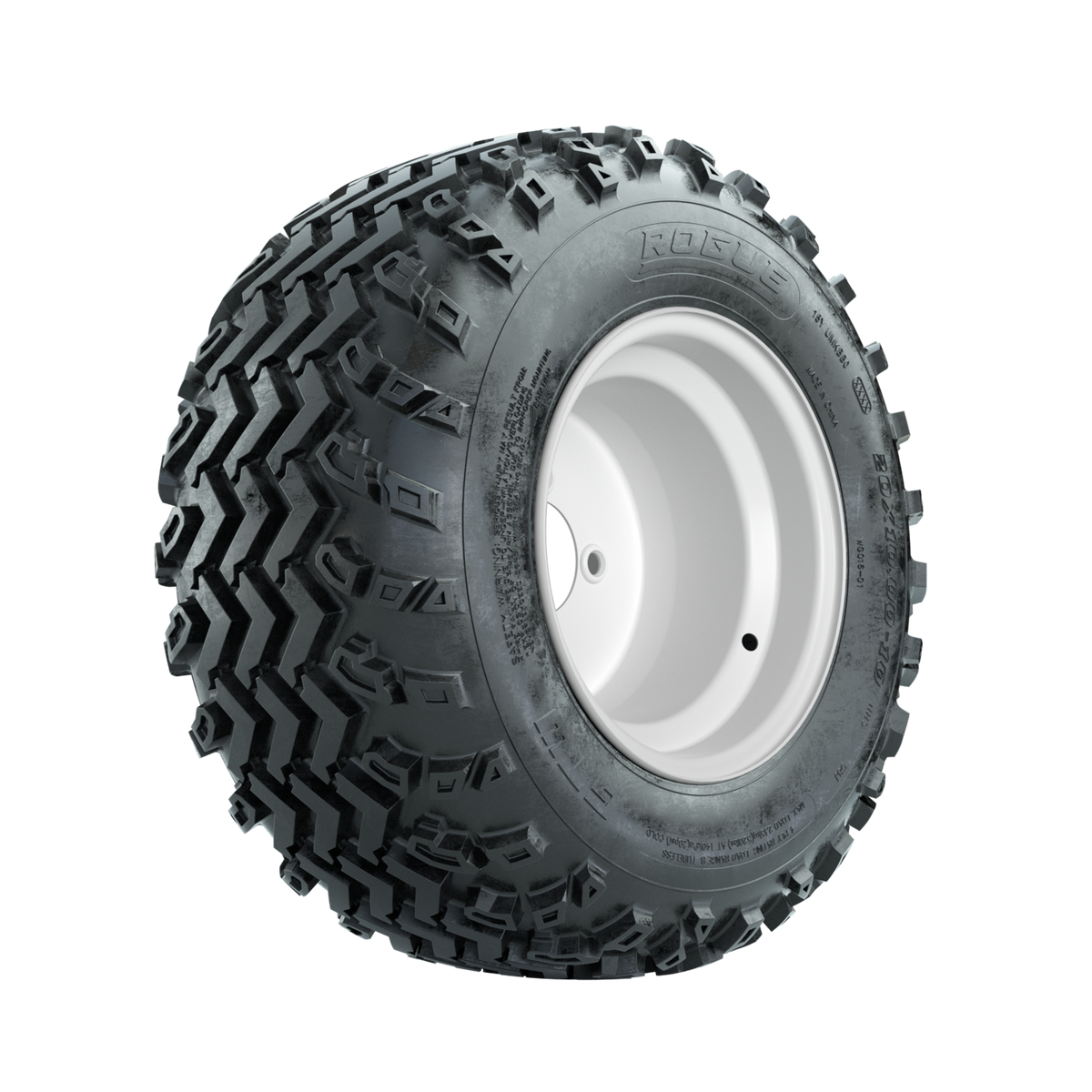 GTW Steel White 3:5 Offset 10 in Wheels with 20x10.00-10 Rogue All Terrain Tires Full Set