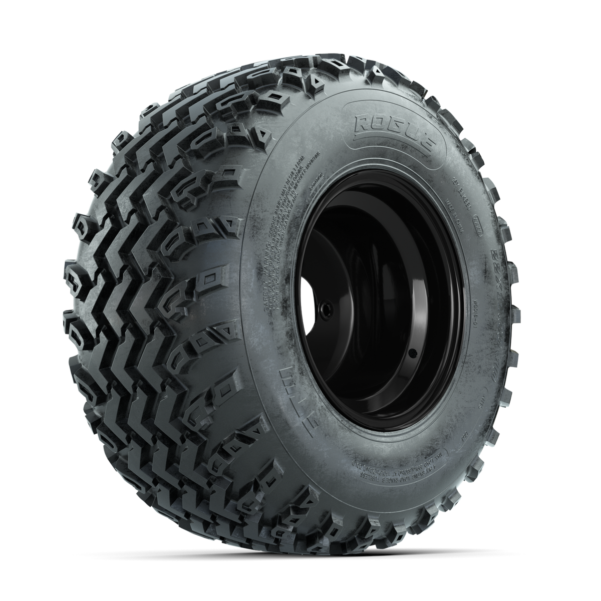 GTW Steel Matte Black 3:5 Offset 10 in Wheels with 22x11.00-10 Rogue All Terrain Tires  Full Set